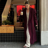 Damen Oversize Trenchcoat mit breiten Revers – Burgund