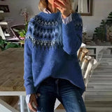 Damenpullover mit Fair Isle Muster und entspanntem Schnitt – Blau
