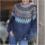 Damenpullover mit Fair Isle Muster und entspanntem Schnitt – Grau