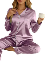Damen Pyjama-Set mit Knopfleiste – Lila