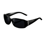 Damen Rechteckige Sonnenbrille mit Zierdetail an den Bügeln – Schwarz