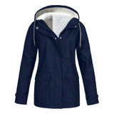 Damen Regenjacke mit Futter und Kapuze – Blau