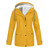 Damen Regenjacke mit Futter und Kapuze – Gelb