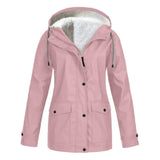 Damen Regenjacke mit Futter und Kapuze – Rosa