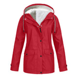 Damen Regenjacke mit Futter und Kapuze – Rot