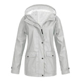 Damen Regenjacke mit Futter und Kapuze – Silber