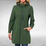 Damen Regenjacke mit Kapuze und Reißverschluss – Army green