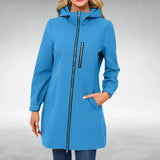 Damen Regenjacke mit Kapuze und Reißverschluss – Blau