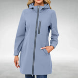 Damen Regenjacke mit Kapuze und Reißverschluss – Hellblau