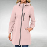Damen Regenjacke mit Kapuze und Reißverschluss – Rosa
