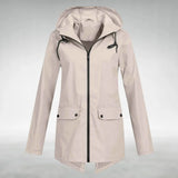 Damen Regenjacke mit verstellbarer Kapuze – Aprikose