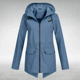 Damen Regenjacke mit verstellbarer Kapuze – Blau