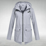 Damen Regenjacke mit verstellbarer Kapuze – Grau