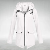 Damen Regenjacke mit verstellbarer Kapuze – Weiß