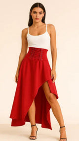 Damen Rock lang mit Schlitz | Midi – Rot