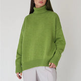 Damen Rollkragenpullover mit hohem Kragen und elastischen Bündchen – Grün