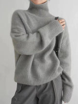 Damen Rollkragenpullover mit klassischem Design und Komfort – Grau