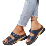 Damen Sandalen mit Doppelter Schnalle und Offener Spitze – Blau