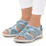 Damen-Sandalen mit offener Zehenpartie, Bungee-Kordelzug und Fersenriemen – Blau