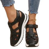 Damen-Sandalen mit Plateau-Sohle und Cut-Out-Design – Schwarz