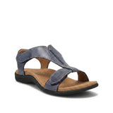 Damen Sandalen mit T-Riemen und Klettverschlüssen – Dunkelblau