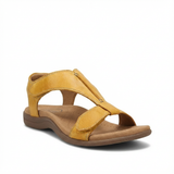 Damen Sandalen mit T-Riemen und Klettverschlüssen – Gelb