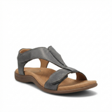 Damen Sandalen mit T-Riemen und Klettverschlüssen – Grau