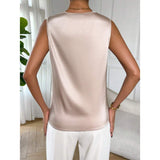 Damen Satin-Top mit Wasserfallausschnitt – Aprikose