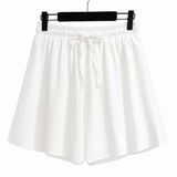 Damen Shorts mit Elastischem Bund und Kordelzug – Weiß