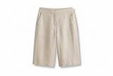Damen-Shorts mit hoher Taille, knielang mit schrägen Taschen – Beige