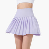 Damen Skort mit hohem Bund, Faltenstruktur und elastischem Bund – Hellrosa