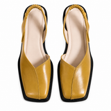Damen Slingback Flache Schuhe mit Quadratischer Spitze – Olivgrün