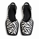 Damen Slingback Flache Schuhe mit Quadratischer Spitze – Leopard