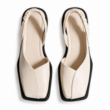 Damen Slingback Flache Schuhe mit Quadratischer Spitze – Beige
