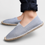 Damen Slipper im Espadrille Stil mit Geflochtenem Sohlenrand – Himmelblau