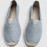 Damen Slipper im Espadrille Stil mit Geflochtenem Sohlenrand – Grau