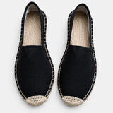 Damen Slipper im Espadrille Stil mit Geflochtenem Sohlenrand – Schwarz