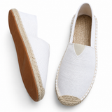 Damen Slipper im Espadrille Stil mit Geflochtenem Sohlenrand – Weiß