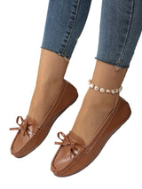 Damen Slipper-Loafer mit Schleifendetail und Genähter Oberfläche – Niemiecki
