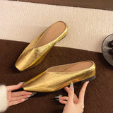 Damen Slipper mit Geschlossener Spitze und Flacher Sohle – Gold
