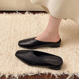 Damen Slipper mit Geschlossener Spitze und Flacher Sohle – Schwarz