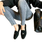 Damen-Slipper mit Quasten-Detail und flacher Sohle – Schwarz
