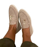 Damen-Slipper mit Quasten-Detail und flacher Sohle – Beige