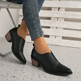 Damen Slipper-Schuhe mit Niedrigem Blockabsatz und Nahtdetail – Schwarz