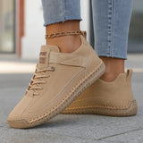 Damensneaker mit elastischer Sohle und Klettverschluss – Khaki