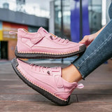Damen Sneakers mit Schnürung und verstärkter Sohle – Rosa