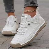 Damen Sneakers mit Schnürung und verstärkter Sohle – Weiß (graue Sohle)