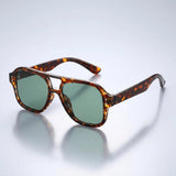 Damen-Sonnenbrille im Aviator-Stil mit Doppelsteg – Grünes Schildpatt