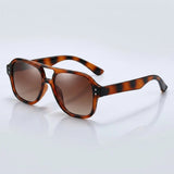 Damen-Sonnenbrille im Aviator-Stil mit Doppelsteg – Braunes Schildpatt