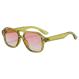 Damen-Sonnenbrille im Aviator-Stil mit Doppelsteg – Limette & Pink